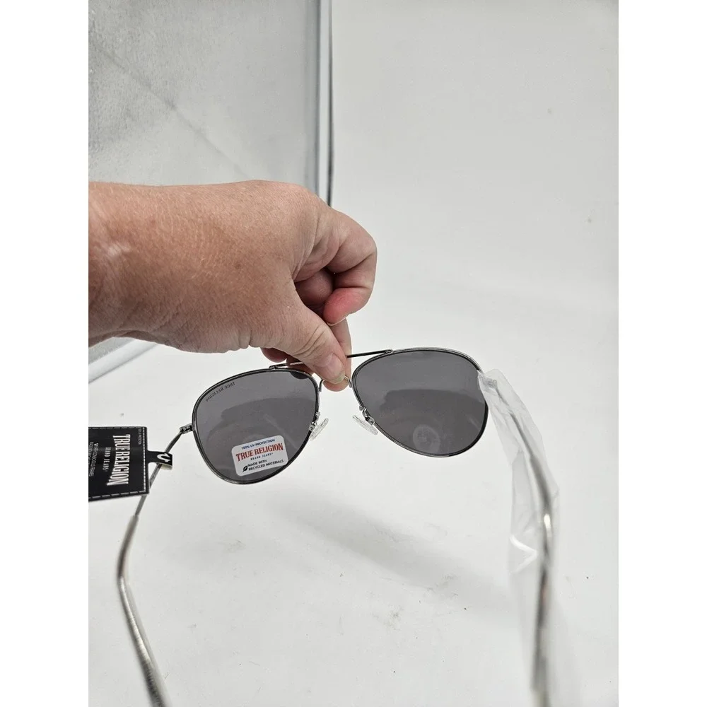 True Religion Silver Mirrored Lens‎ Aviator Sunglasses